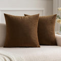 MIULEE Velvet Throw Pillow Covers 24x24 Inch, Pack of 2 - Chocolate,Super Soft Decorative Square Euro Cushion Cases Modern Luxury Home Decor for Bed,Bedroom, Sofa, Couch