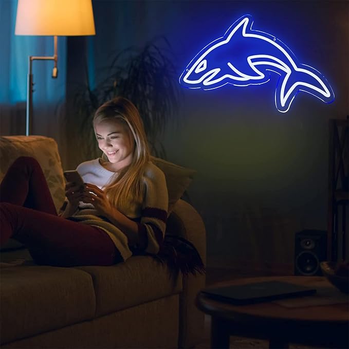 Shark Neon Signs for Wall Decor，Led Neon Light for Live Room, Bedroom, Christmas Birthday Party Gift