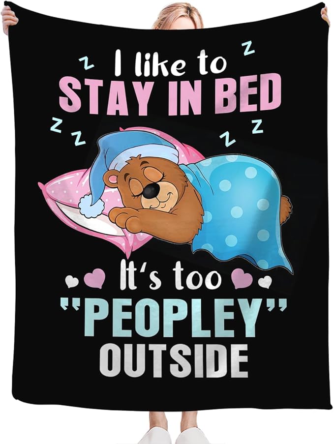 Funny Bear Throw Blanket Bear Gifts for Girls Boys Women Men Kids Adults Soft Flannel Fleece Blanket for Couch Sofa Bed Home Decor 50"x60"