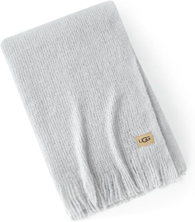 UGG Knit Throw Blanket – Soft Lightweight Throw Blanket for Couch, Bed Throws or Luxury Home Decor, Blankets & Throws for Home, Living Room and Bedroom, 50" x 70" (Margot) (Light Gray)