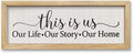 comurdyo Minimalist Family Quote This Is Us Sign Wall Art 16×6 Inch Our Life Story Home Plaque for Entryway Bedroom Home office Small Vintage Framed Rustic Wooden Hanging Wall Decor (Wood)