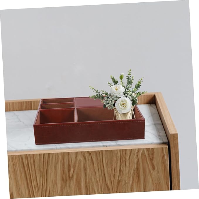 Nightstand Jewelry Box Faux Leather Storage for Phone Keys Wallet Watch Glasses Multi-compartment Organizer for Home and Office for Jewelry and Accessories Storage