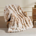 Soft Faux Rabbit Fur Throw Blanket Luxury Super Comfy Double Sided Ultra Cozy Thick Warm Fluffy Blanket for Couch Chair Sofa Bed Living Room Camping, Plush Fuzzy Bubble Blanket, 970 GSM, 50''x60''