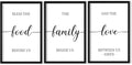 flowtorely Bless the Food Before Us Sign Wall Decor 16"×11" Set of 3 for Dining Room Kitchen Rustic Wood Framed Wall Hanging Art (Black)