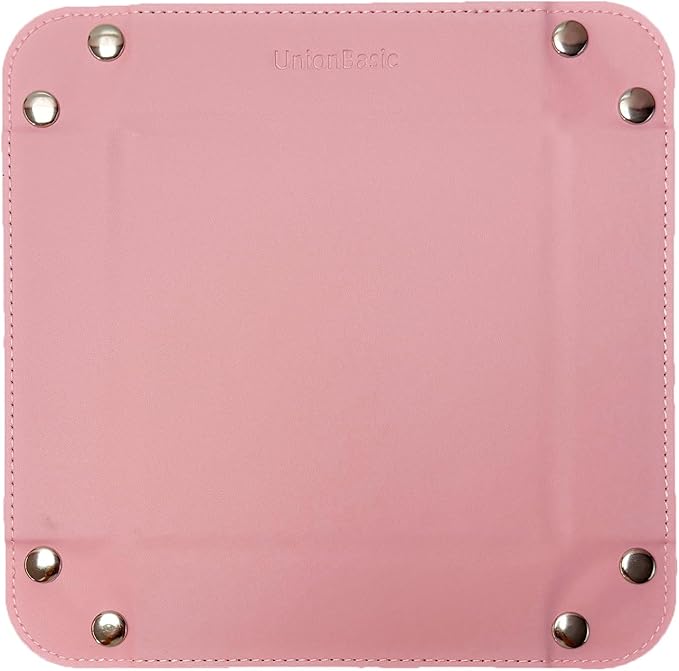UnionBasic Small Valet Tray, Jewelry Tray for Rings Watches Earrings, Entryway Catchall Caddy for Coins Keys Change, Nightstand Bedside Valet Holder, Trays for Electronic Gadgets, Candy Pink
