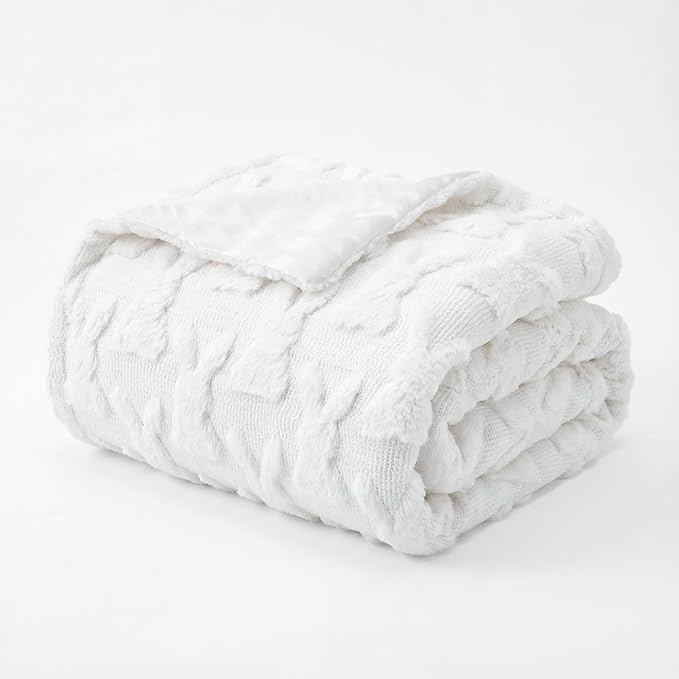 Horaldaily Easter Solid Blanket Throw, White Rabbits Soft Fuzzy Plush Faux Fur Cozy Blankets for Couch Sofa Bed Lounging, Ideal Gifts for Kids Adults Wife Self, 50x60