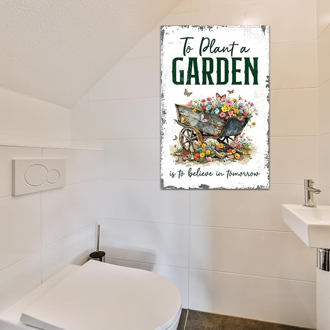 Funny Gardening Essentials Garden Metal Tin Sign for Farm Outside Decor - Humorous Gardening Gift for Women Enthusiasts, 12 x 8 Inches