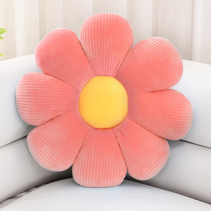 Sioloc Flower Shaped Throw Pillow - Butt Cushion & Seating Cushion, Cute Room Decor & Plush Pillow for Bedroom Sofa Chair (Red, 15.7" )