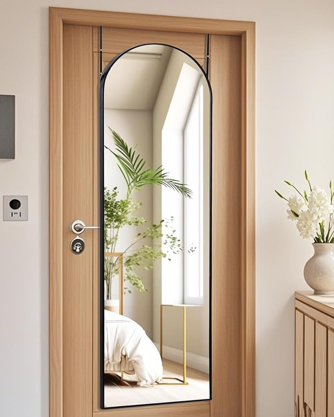 Door Arch Mirror - Over The Door 48x14 Full Length Mirror For Bedroom, Living Room or Closet - Black
