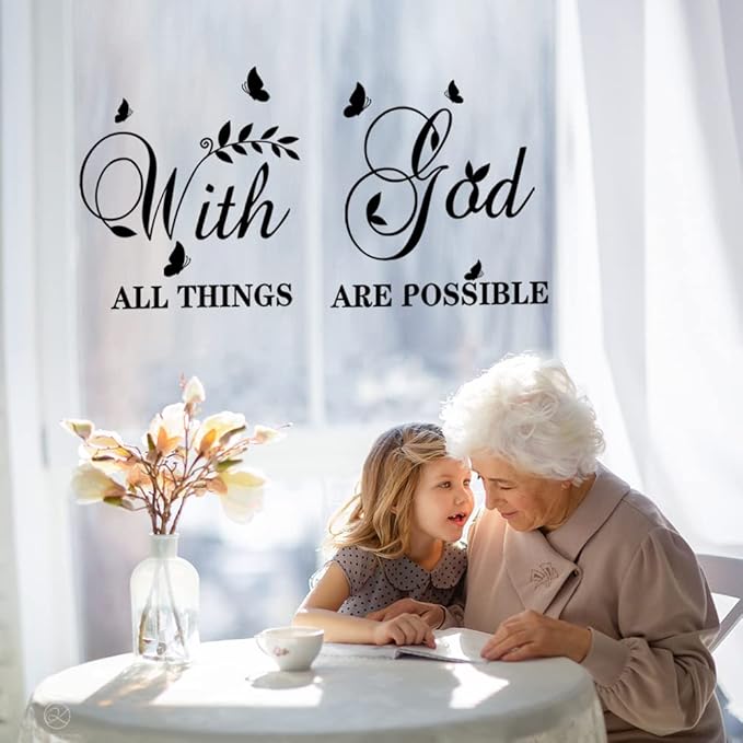 with God All Things are Possible Wall Stickers InspirationalDecal Vinyl Decals Motivational Office Decor Quote Wall Art Vinyl Wall Decal Living Bed Room School Words Saying