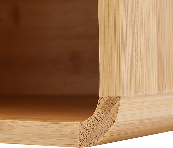 Bamboo Floating Nightstand with Storage Drawer, Wall Mounted Bedside Table End Tables with Open Shelf, Bedside Cabinet Storage Organizer Case Display Box for Bedroom, Fully Assembled