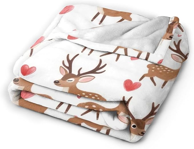 Deer Throw Blanket - Soft Plush Fleece Cabin Animal Bedding Blankets- Cozy Deer Stuff Gifts for Women Girls Kids Adults 60"X80"