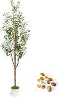 5FT Artificial Olive Tree - Indoor Tall Faux Olive Trees with Planter&Basket, Large Fake Olive Silk Tree Realistic Olive Plants with Branches and Fruits for Home Decor Office Living Room