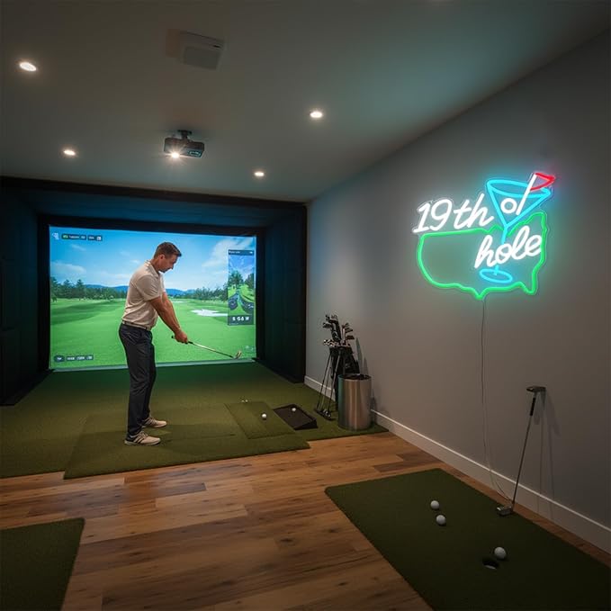 Golf Neon Sign for Wall Decor, Dimmable LED Golf Wall Lamp with 19th Hole Letter Sign, Light Up Sign for Man Cave, Bedroom, Office, Gym, Club, Party, Bar, Park, Birthday Gifts, 15 x 13 in