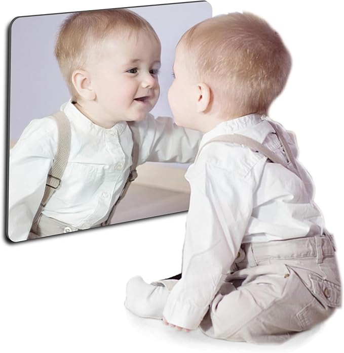 1Pcs 11.75"x11.75" Kids Safety Shatterproof Mirror for Wall, Plastic Mirror Wall Mounted, Made of Unbreakable Acrylic Non-Glass, Thick 1/8", Great for Bedroom Door Closet, Kids' Rooms Mirrors
