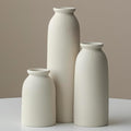 Ceramic Vase Set-3, 10.3 Inch Tall Flower Vases for Decor, Modern Boho Farmhouse Style, Decorative Vases for Pampas Grass & Dried Flowers, Distressed Finish (L Beige)