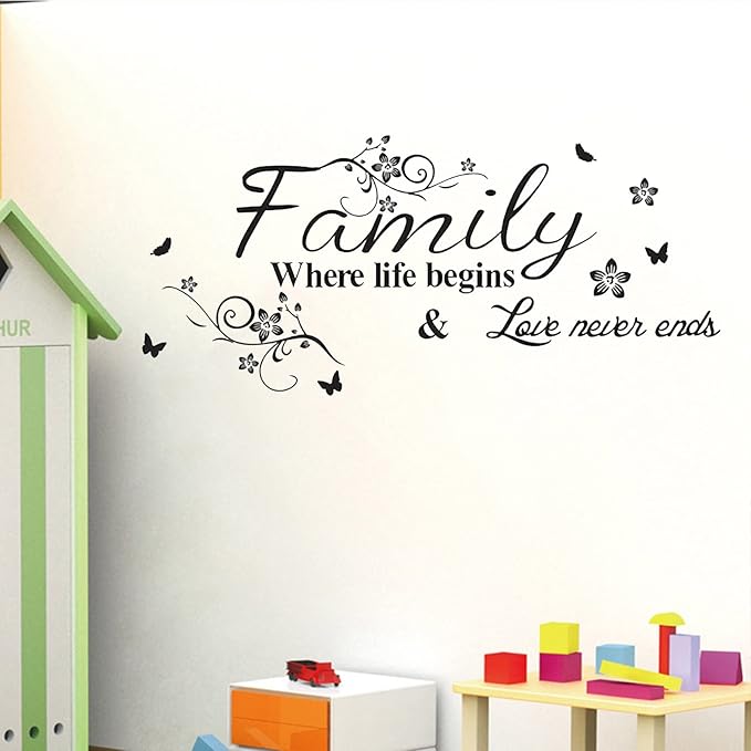 Family Wall Lettering Stickers Art Decals Decorations for Bedroom Living Room Bathroom Dining Room, Inspirational Love Quotes Saying Word Sign Women Men Home Vinyl Decor