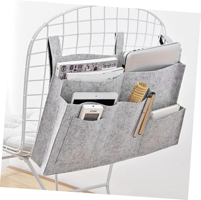 ABOOFAN Felt Fabric Storage Bag Hanging Organizer for Bedside Dorm Car Capacity Compartments for Phone Chargers Snacks Books Mesh Design