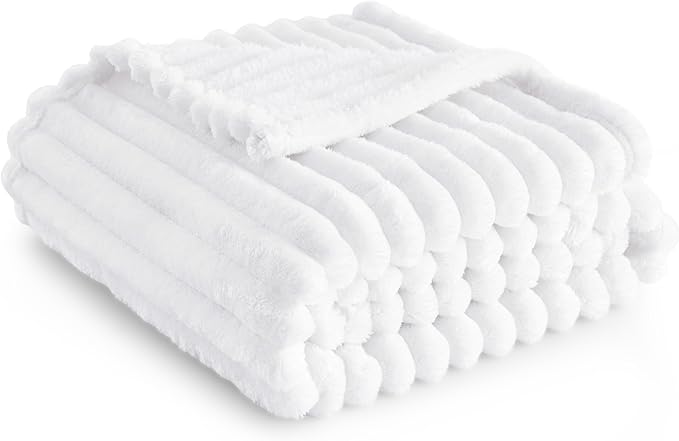 Bedsure GentleSoft White Twin XL Blanket for Bed - Cozy Soft Blankets for Women, Cute Small Fleece Throws for Girls, Birthday Gifts for Women Decor Gifts for Mom, Bright White, 66x90 Inches