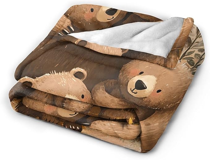 Bear Gifts Warm Cozy Cute Soft Lightweight Fleece Plush Fuzzy Blanket for Girls Women Kids Adults Bed Decor 50"X60"