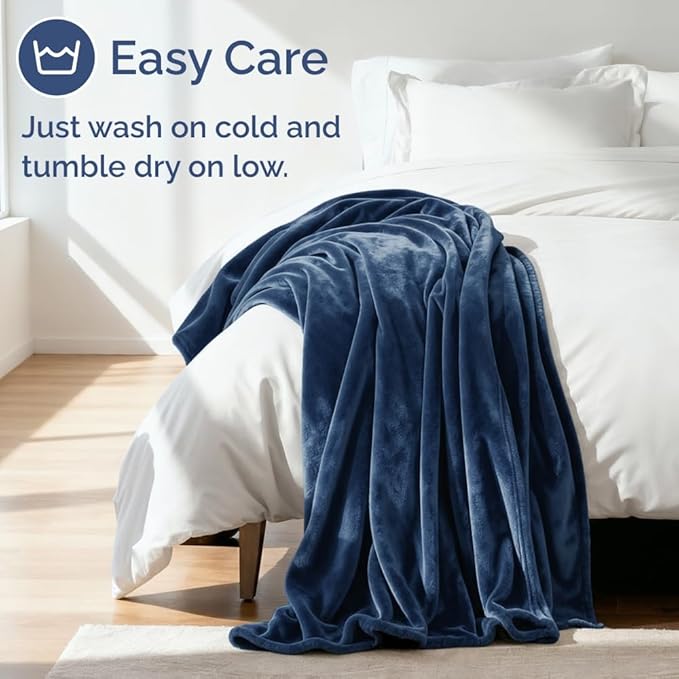 Ultra Soft Fleece Blanket Twin Size - Flannel Fleece Luxury Twin Blanket - Lightweight for Couch Bed Chair - Thick, Warm and Breathable - All Season Cozy Fuzzy, Anti-Static Microplush Bedding, Navy