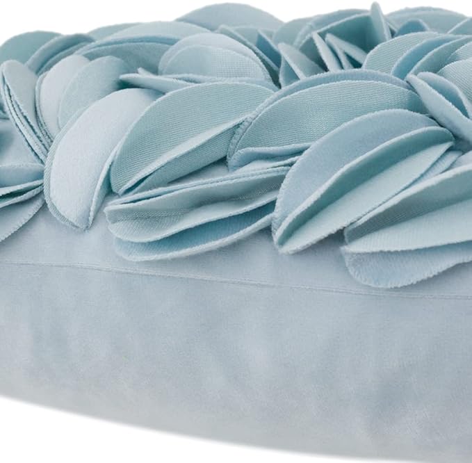 KINGROSE Handmade 3D Floral Accent Throw Pillow Case Soft Pillow Cover Gorgeous Cushion Cover for Sofa Couch Bed Home Decor 12 x 20 Inches Velvet Light Blue