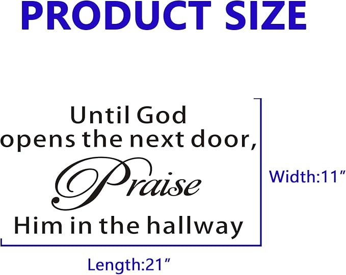 Bible Verse Wall Stickers for Bedroom: Christian Quotes Inspirational Vinyl Art Wall Decals for Living Room Kitchen - Until God Opens The Next Door 21" X 11"