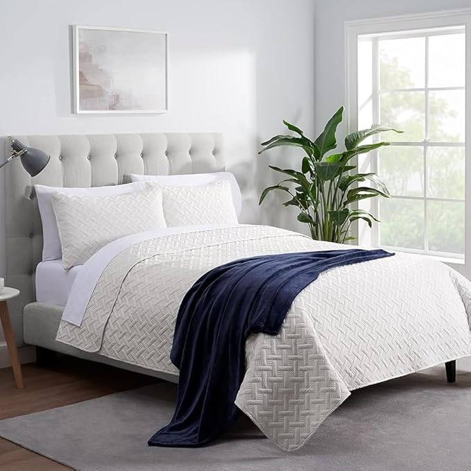 SERTA Cozy Plush Thick Fuzzy Super Soft Lightweight Throw Blanket for Bed, Couch, or Travel, Twin (60 in x 80 in), Navy