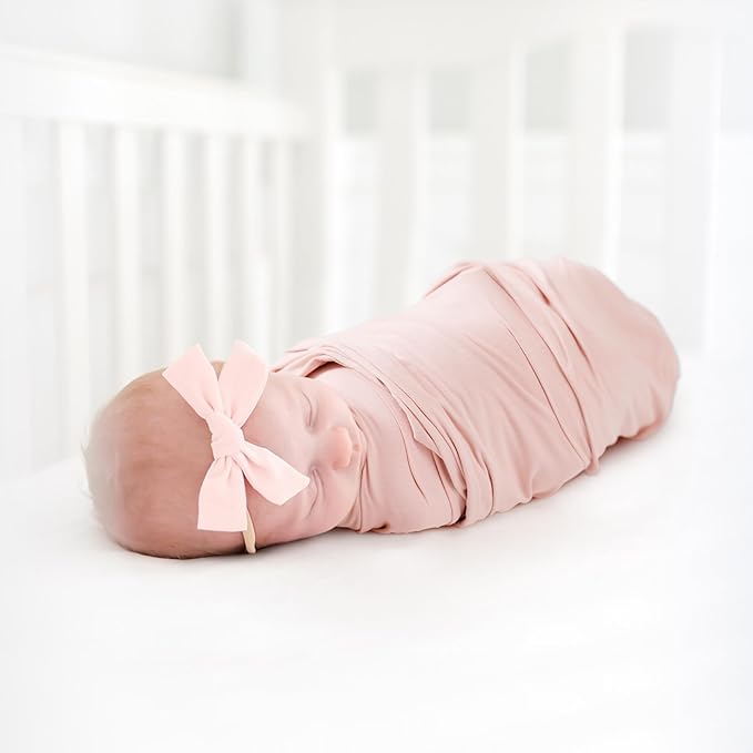 GRSSDER 2 Pack Newborn Swaddle Blanket, Ultra Soft Stretchy Jersey Knit Extra Large Size 33 x 44 Receiving Blankets for Easy Swaddling Baby Snug and Cozy
