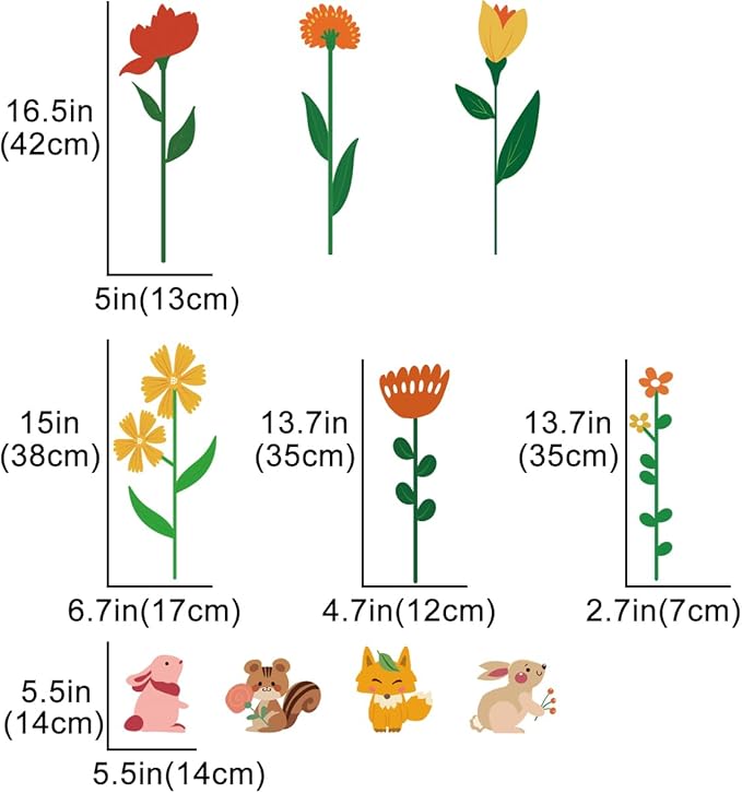 Color Flowers Girls Room Wall Stickers Large,Girl Bedroom Wall Decals,Nursery Daycare Preschool Playroom Decals Peel and Stick Removable,Cute Wall Decors for Baby,Girls,Toddlers.