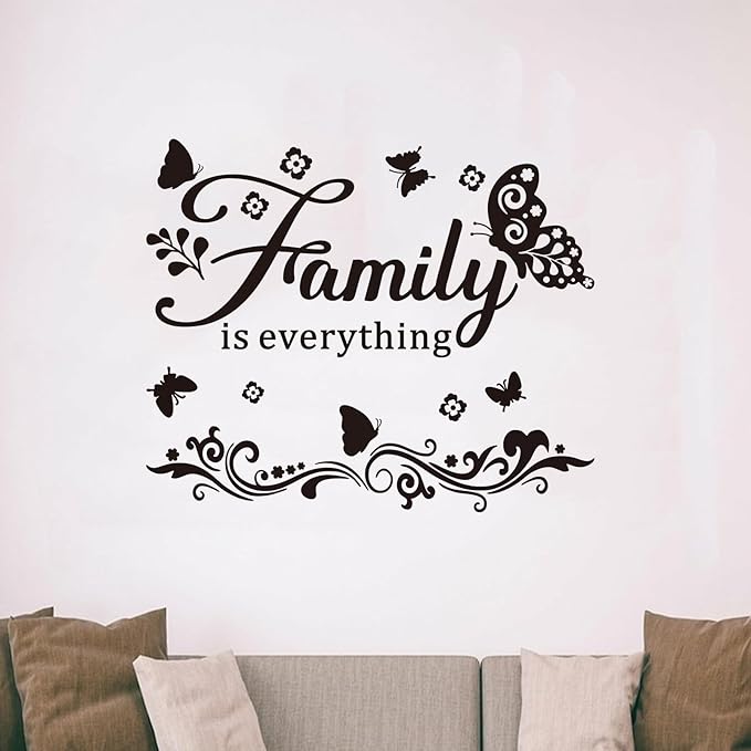 Motivational Home Wall Decals for Bedroom: Family Inspirational Quotes Vinyl Art Wall Stickers for Living Room Kitchen Apartment Bathroom - Family is Everything 24" X 20"