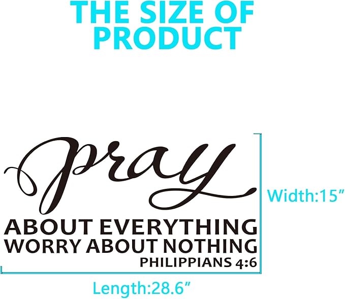 Christian Wall Decals for Living Room: Bible Verse Quotes Inspirational Bedroom Vinyl Art Wall Stickers - Pray About Everything 28.6" X 15"