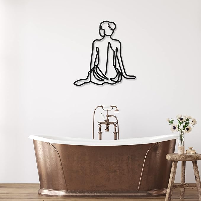 Photect 3 Pcs Metal Wall Art Decor Minimalist Abstract Woman Wall Art Metal Modern Line Drawing Decor Female Single Line Home Hanging for Bedroom Bathroom Living Room Christmas Housewarming(Vintage)