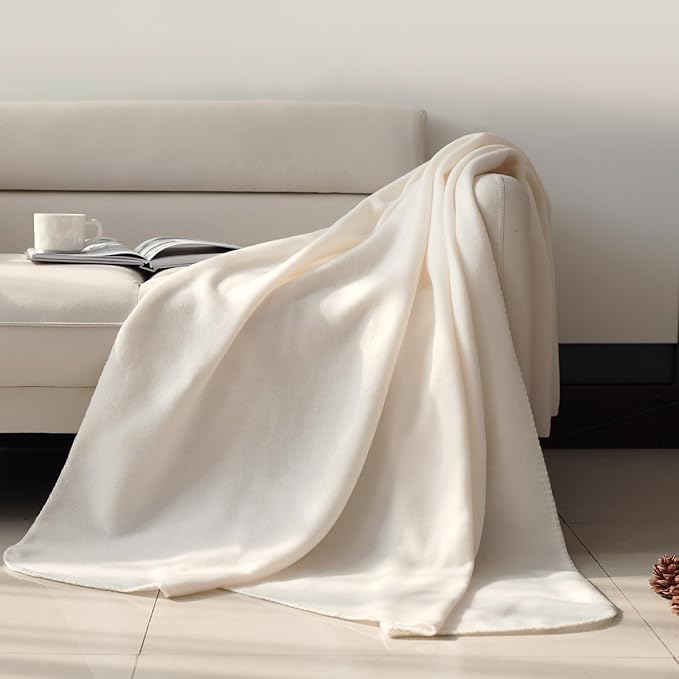 ZYFZCYBL Fleece Throw Blankets Lightweight Warm Soft Cozy Pet-Friendly Bulk Fleece Throw Blanket Solid for Home Bed, Sofa，Office,Gifts, Couch (Pack of 6-50 x 60 inch，Beige)