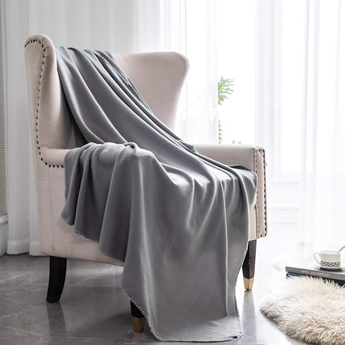 CAI TENG Fleece Throw Blankets Lightweight Warm for Soft Cozy Pet-Friendly Bulk Fleece Blanket Solid for Home, Bed, Sofa, Dorm, Office, Gifts, Outdoor (Grey, Pack of 6-50 x 60 inch)