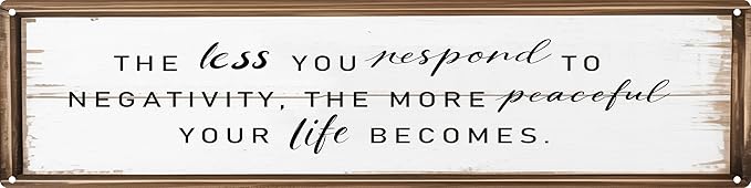 Negativity Response Metal Sign 4x16in Motivational Plaque for Yoga Room Meditation Wall Art