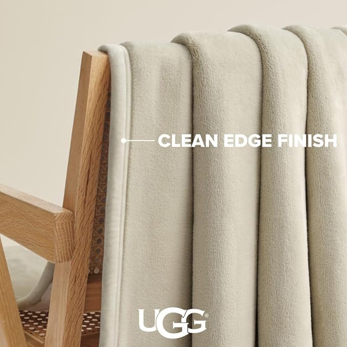 UGG Coco Twin Fleece Blanket for Bed – Luxury Oversized Throw & Cozy Room Decor, House Warming Gifts or Luxurious Birthday Gifts for Women, 68" x 92", Ivory Shoreline