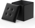 MoNiBloom Folding Storage Ottoman Cube, 15 Inches Small Ottoman with Storage, Footstool Rest Padded Seat for Living Room, Bedroom, Entryway, Hallway, Black