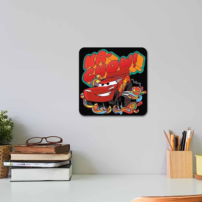 Disney Pixar Cars Ka-Chow Cartoon Metal Wall Decor - Fun Lightning McQueen Sign for Home