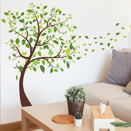 2 Pieces Tree Peel & Stick Wall Art - Large Leaf Stickers, Vinyl Wall Stickers & Murals - Removable Forest Decor for Bedroom, Living Room, Classroom, Nursery, Playroom