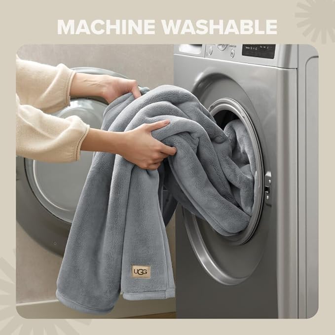 UGG Coco Queen Fleece Blanket for Bed – Luxury Room Decor, Plush & Warm Queen Blanket for Bed, Gifts for Teens and Women, 90" x 92", Seal Gray