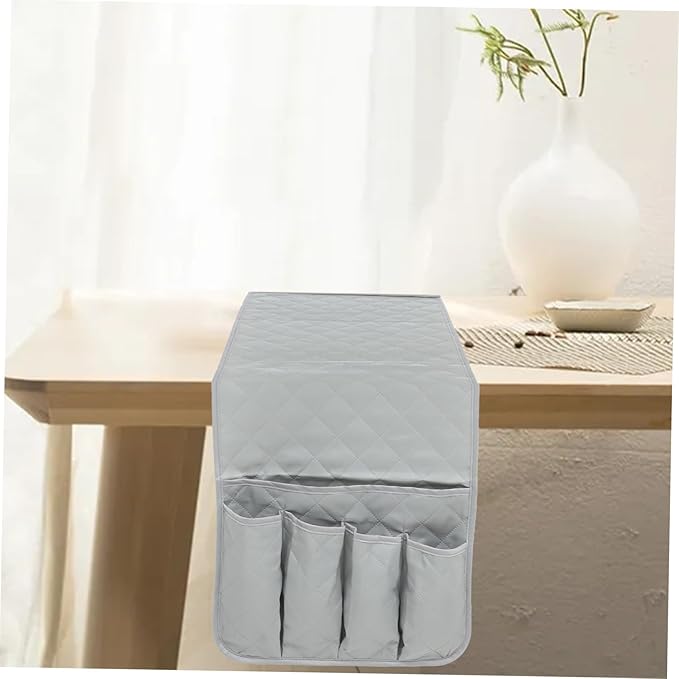 Amosfun 2pcs Bed Storage Organizer Hanging Pouch Bedside Bag for Phone Earphones Chargers Home Grey