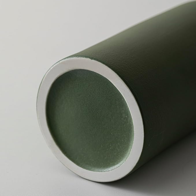 Green Ceramic Vase for Flowers, Modern Decorative, 10 Inch Tall, 4 Inch Width, Farmhouse Style Home Decor for Pampas Grass, Living Room, Dining Table, Office Decor, Kitchen Shelf (Mattte Green)