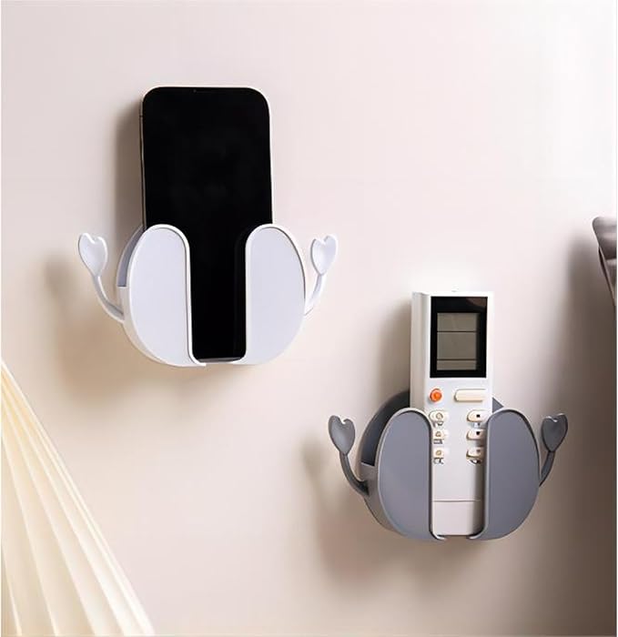 4-piece Wall Mount Phone Holder, Adaptive Remote Holders, wall mounted storage boxes, can be used for mobile phones, remote controls, keys, crab wall shaped storage boxes (Green,Orange,Grey,White)