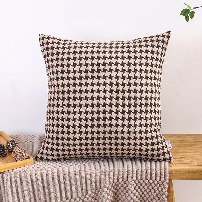 The Perfect Combination of AMAROTI Coffee Color and Gray, Exquisite Windmill Texture Pattern, 18X18 inch Farmhouse Living Room Sofa More Upscale Enjoy Jacquard Craft and Velvet Texture Fabric