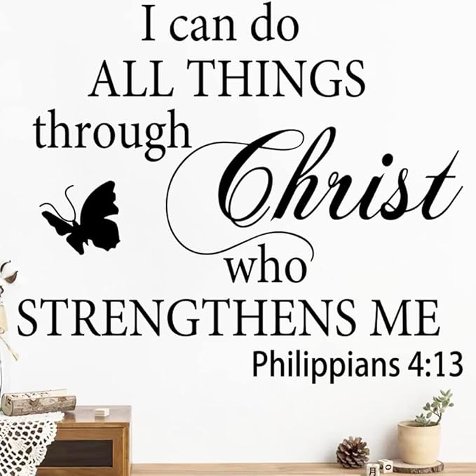 Motivational Quotes Vinyl Wall Decal Stickers I Can Do All Things Through Christ Who Strengthens Me Vinyl Christian Quotes Bible Scripture Inspirational Words Wall Stickers Religious Home Décor