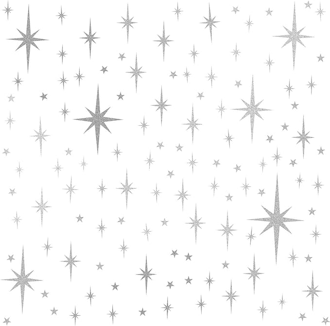 Retro Starburst Wall Decals Star Wall Stickers Atomic Star Walls Decals Geometric Walls Decor Modern Nursery Decor Peel and Stick Stars(116pcs)