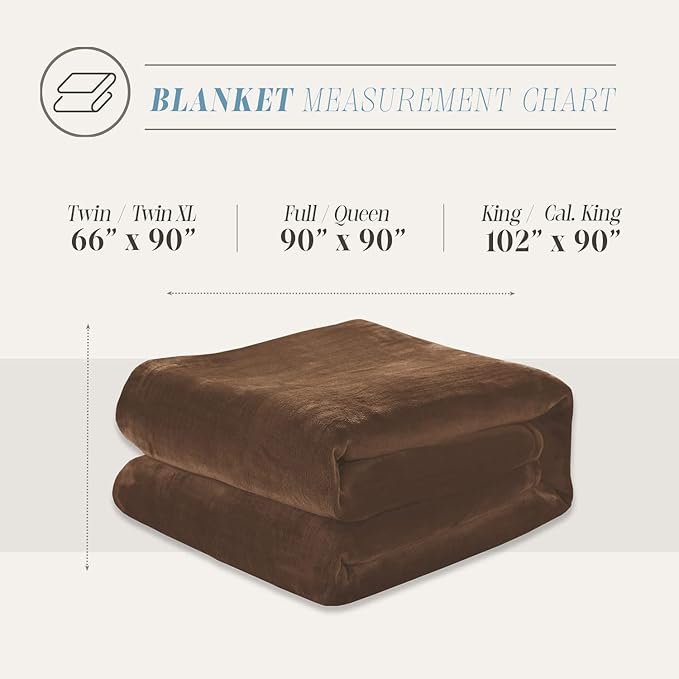 Elegant Comfort Luxury Velvety Feel Blanket, All-Season Lightweight Blanket, Ultra Plush, Soft, Cozy-Fuzzy Flannel Fleece for Couch, Sofa, Bed, Travel, Solid Design, King/California King, Brown