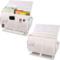 Bedside Caddy for Dorm Bed Bedside Organizer, Bedside Storage with 10 Pockets and Power Strip Holder, Multifunctional Bedside Pocket for Home, College, Dorm, Bunk/Hospital/Crib Bed (Beige)