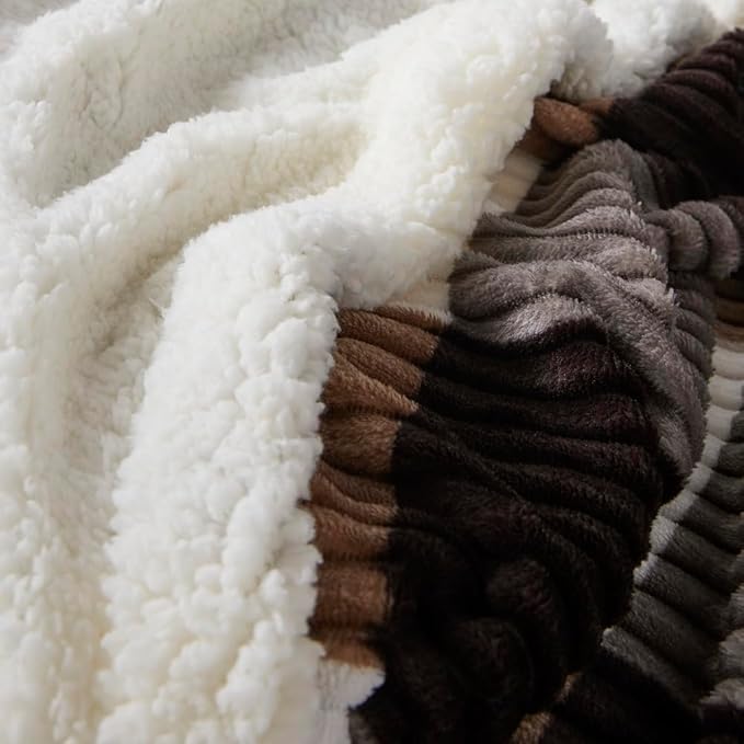 Sherpa Fleece Throw Blanket for Couch, Fluffy Plush Warm Fuzzy Blanket for Women and Men, Cozy Thick Soft Twin Blanket for Bed, Dark Brown, 80x90 Inches